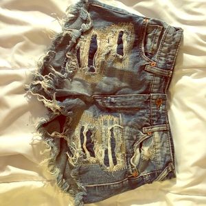 High Waisted Distressed Shorts